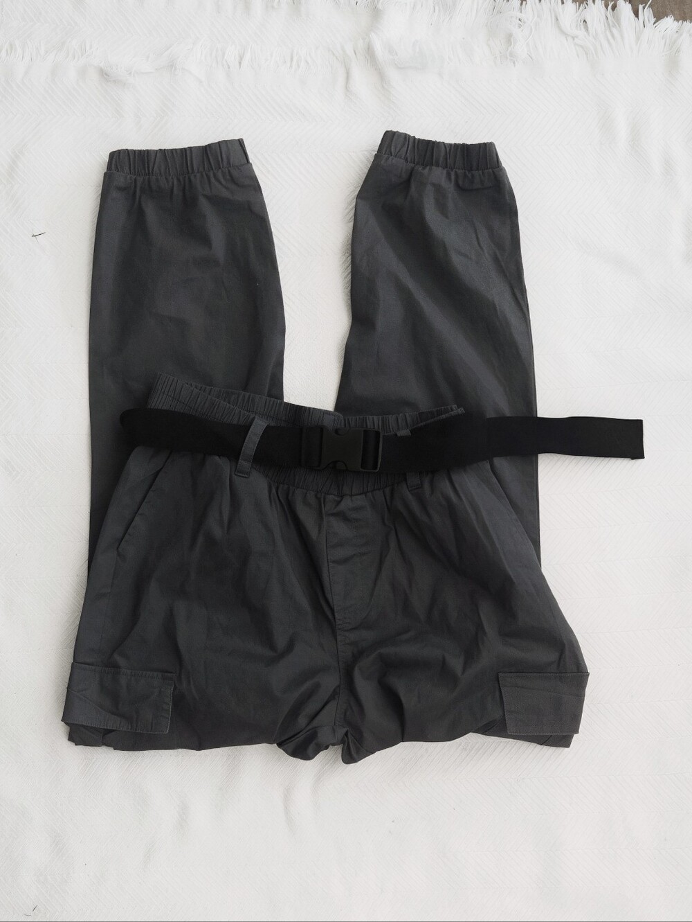 Charcoal Utility Cargo Pants with Webbing Belt Cali 1850